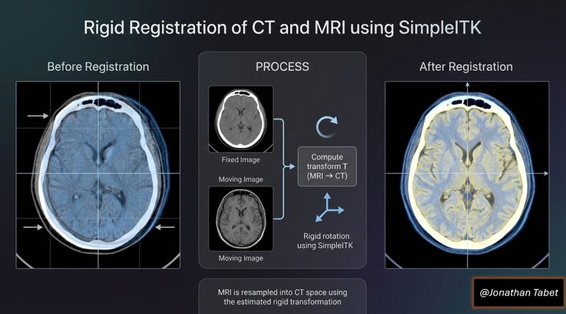 Rigid registration of CT and MRI
